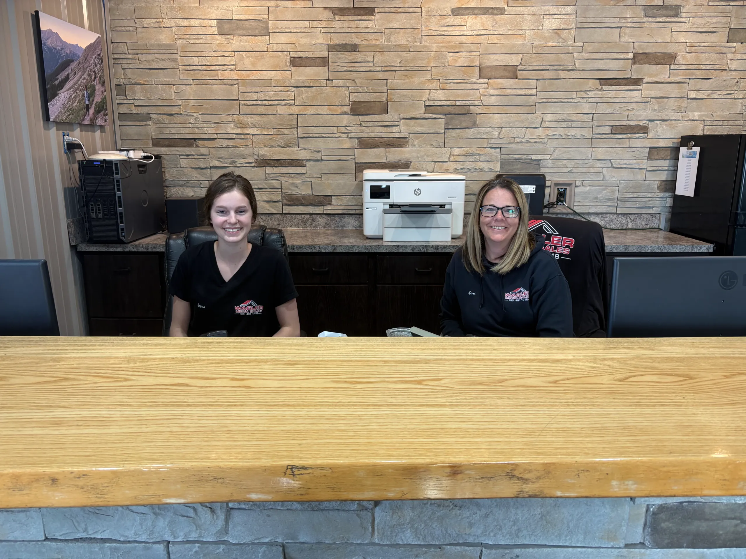 Jessica and Kerry at the front desk